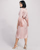 Gilda & Pearl's High Society robe has an interior and exterior tie and a tulip hem that hits below the knee on most