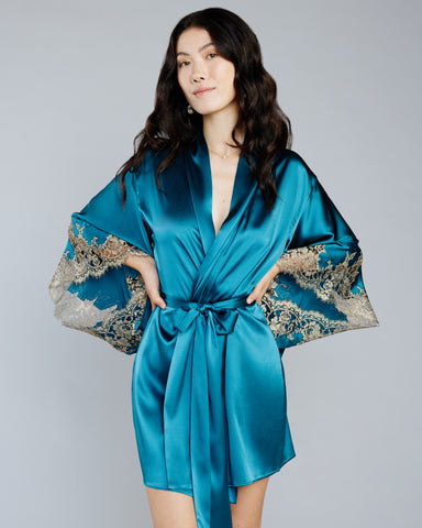 Amelie Black Silk Robe