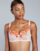 Karolina Laskowska's Danainae underwired bra has unlined cups, a gold-toned hook closure, and highly adjustable pink elastic straps at the band and shoulders