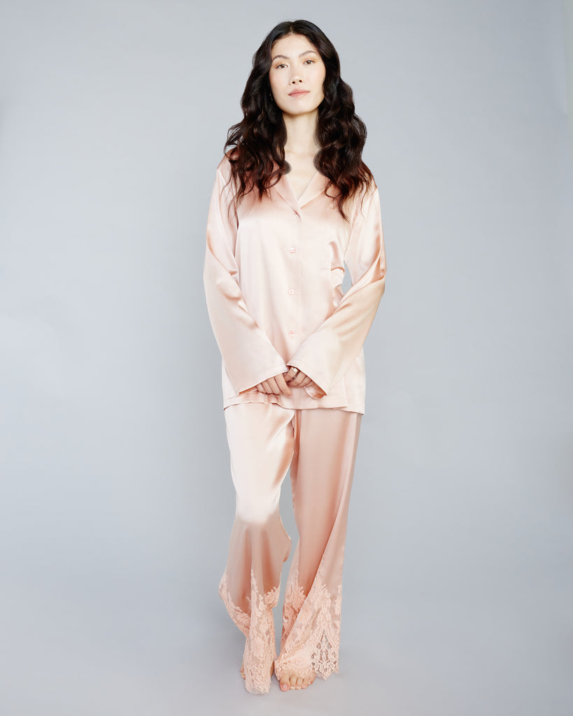 Silk Pyjamas Pink Satin Pjs for Women Silk Pajama Set Silk 