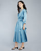 Vintage inspired Schiap dress from Vannina Vesperini was custom-crafted for Jane’s Vanity from a dusty pale blue stretch silk