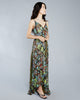 Boho-chic dress from Zoelle is crafted from a lightweight chiffon with intricate prints in shades of green, blue, orange, black and red