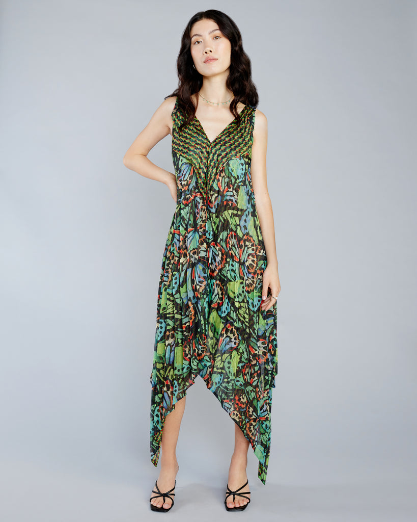 Zoelle Malachite Butterfly Reversible Hi-Low Dress