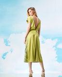 Zoelle's Greenfinch Midi Dress has an open, deep-v back