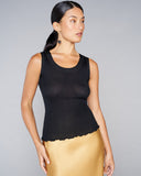 Dana Pisarra Parigi Ribbed Black Cotton Camisole