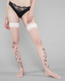 Barazandeh Ivresse French blush stay-up stockings are hand stitched from a fine French voile produced by craftsmen since the 1920's