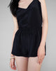 Black silk Luxe camisole from Christine Vancouver skims the body with a v neckline and adjustable spaghetti straps
