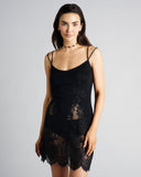 Black Luxor chemise from Dana Pisarra is crafted from a 70% wool 30% silk blend