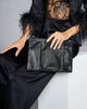 Harbor Island Large Black Flat Clutch