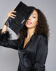 Harbor Island Large Black Flat Clutch