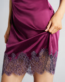 Emma Harris Rochelle Slip hits around the knee on most with a wide swath of sheer lace at the hem