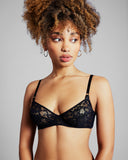 Underwired bra from Gilda & Pearl has adjustable straps, a multi-hook band, and center and vertical seaming for shape