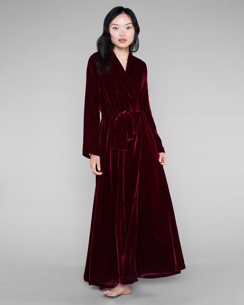 Gilda and Pearl Sultan Red Silk Velvet Silk Lined Long Robe