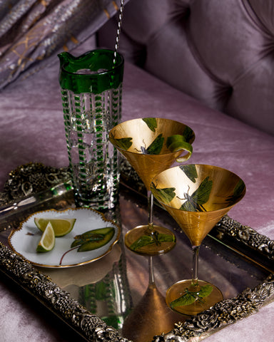 Mixed Butterfly Gilded Martini Glasses