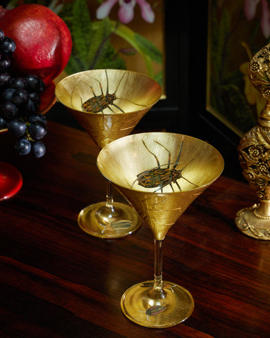 Mixed Jewels and Emeralds Gilded Martini Glasses