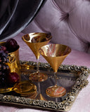 Scott Potter Red and Gold Paisley Gilded Martini Glasses