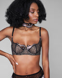 Karolina Laskowska Selene Choker with Iridescent Sequins on Black Lace