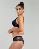Underwired non-lined Fete Precieuse bra from Lise Charmel has a three-part seamed cup with an interior tulle sling for shape and support