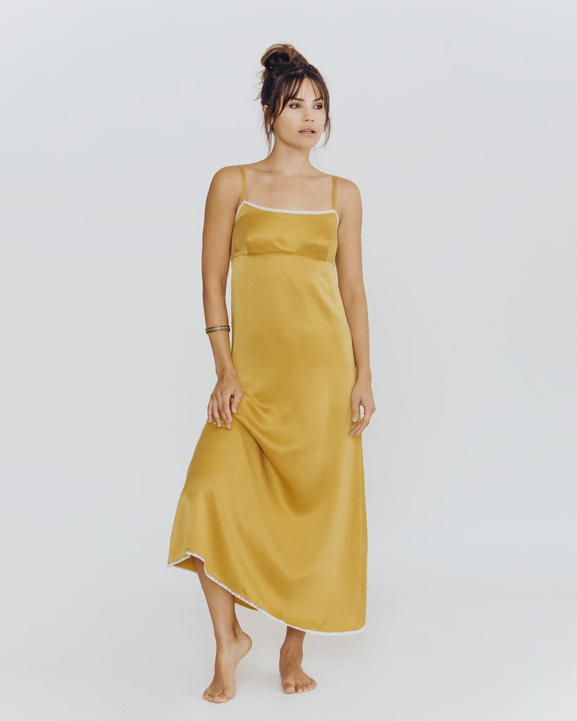 Chloe Gold Silk Gown from Morpho + Luna