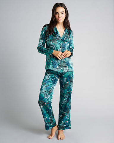 Elsa Teal Silk Pajama Set