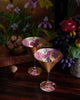Scott Potter Hot Pink Paisley Gilded Martini Glass Set
