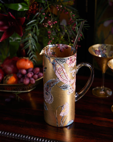 Baby Blue Paisley Gilded Cocktail Pitcher